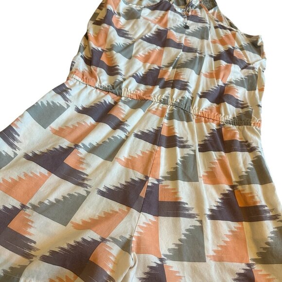 Prana Franny Romper Sleeveless Racerback Shorts Pockets Fun Print Size Medium - Picture 12 of 12